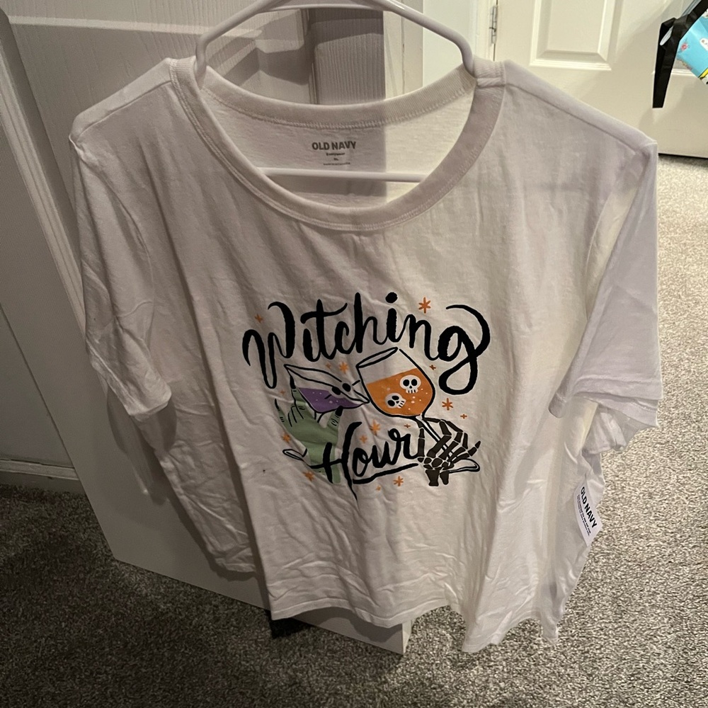 Old Navy White witching hour wine Graphic T-Shirt